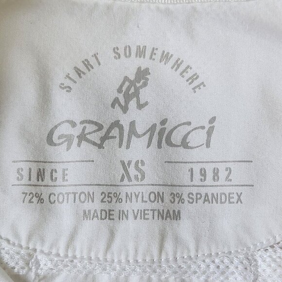 Gramicci Button Up Shirt Womens XS White Roll Tab Sleeves Ruched Sides Outdoor - Picture 4 of 11